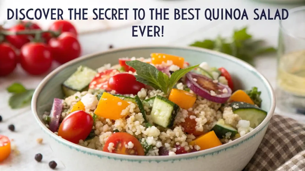 A colorful quinoa salad with vibrant vegetables and herbs