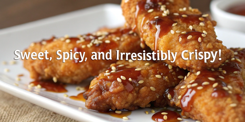 olden crispy hot honey chicken tenders drizzled with sauce