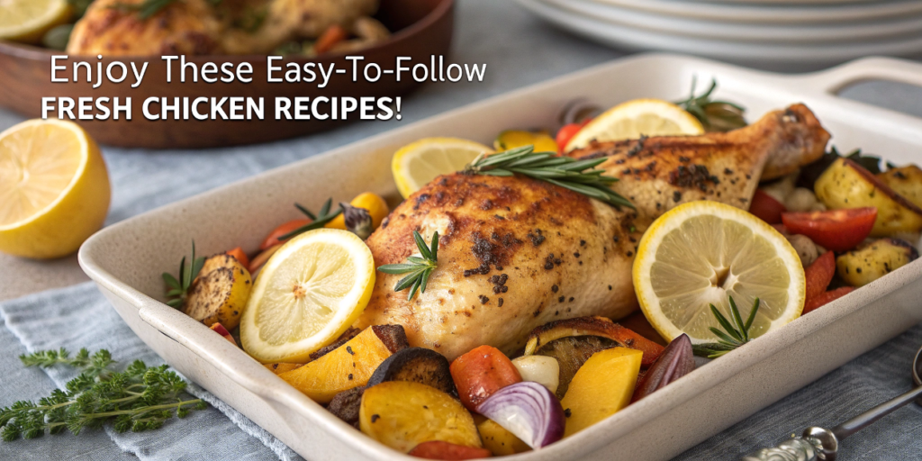 Fresh chicken recipes featuring baked lemon garlic chicken