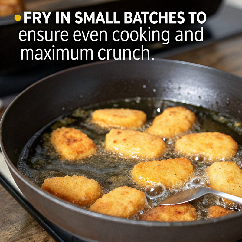 Crispy Tempera Chicken Nuggets frying in oil for perfect texture
