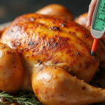 Temperature is chicken done with thermometer inserted