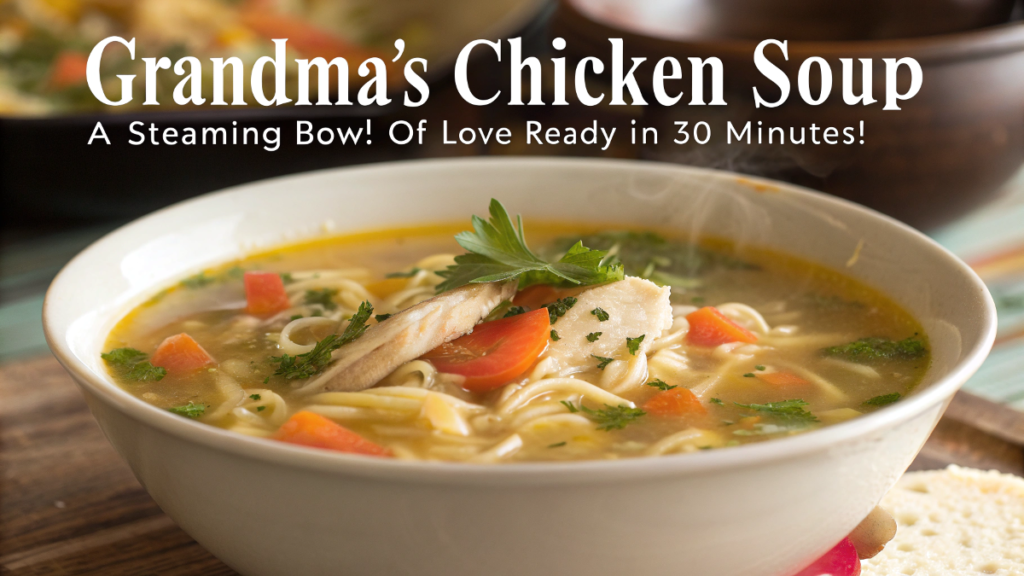 Grandmas Chicken Soup with noodles and herbs