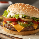 Burgerking Whopper with melted cheese and crispy bacon